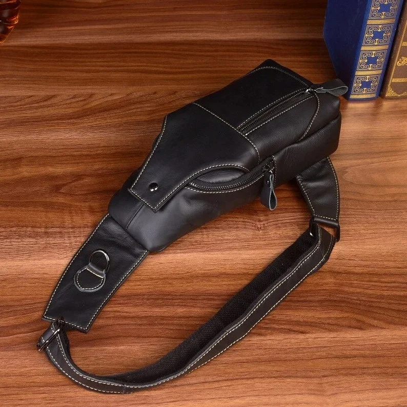 l Shoulder Chest Bag Male Waist Purse Sports Wallets Luxury Crazy Horse Leather Waist Bags For Men LCB-0064