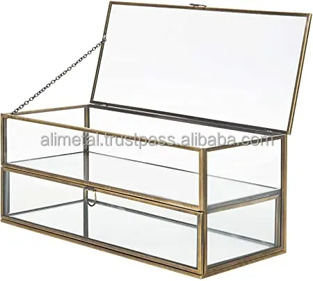 High Quality Customisable Metal and Glass Jewellery Gift Box Glass Mirrored Shadow Display for Decoration