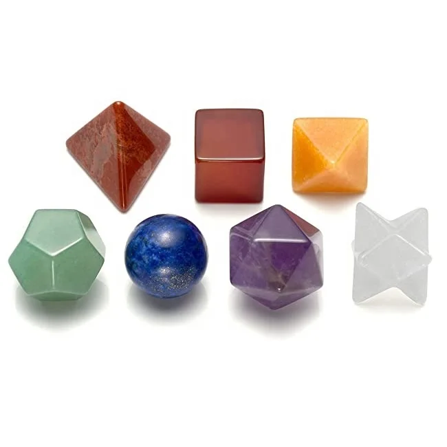 7 Чакр хрустальные Платонические Твердые геометрические священные звезды Меркаба и чакры Исцеляющие Кристаллы Набор с заостренным маятником медитация.
