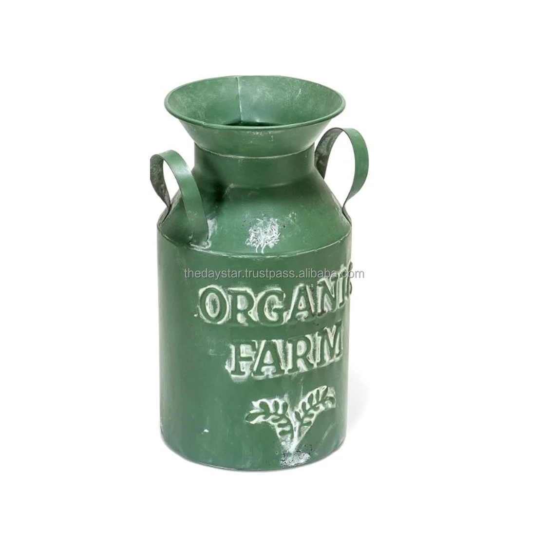 Customizable Modern Green Metal Iron Milk Can Planter Small Table Top for Home and Garden Decor for Nursery Flower Pot