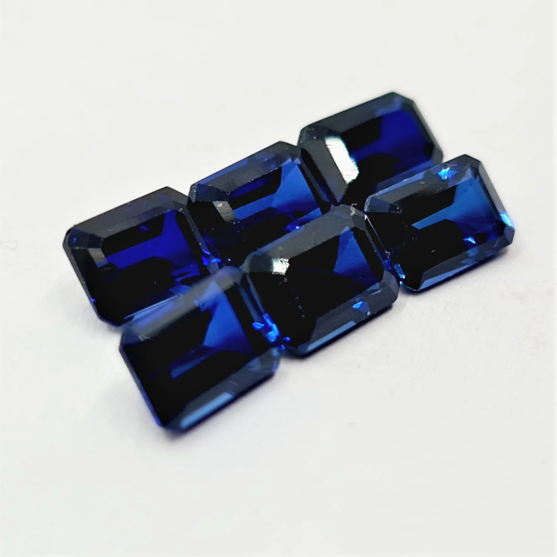 Loose Created Blue Sapphire Gemstone Emerald Cut Or Octagon Cut Or Step Cut Made On Custom Orders In Wholesale Prices In all Oth