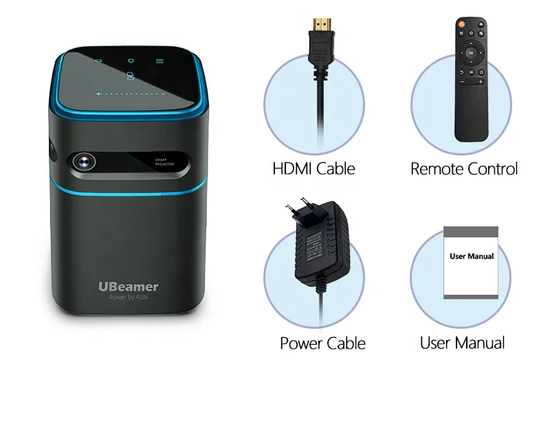 Мини-проектор AUN на Android 9 проектор Ubeamer 1 Pro 4K видеопроектор декодирует домашний кинотеатр лучевой для домашнего телефона 7000 мАч