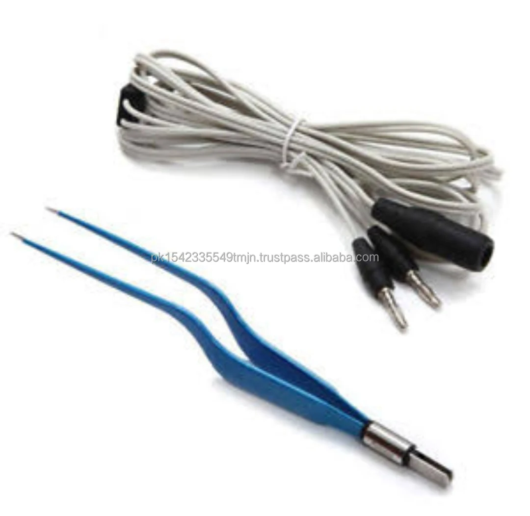 Bayonet Bipolar Forceps Cored For Electro surgical Unit Or Diathermy With Cabel