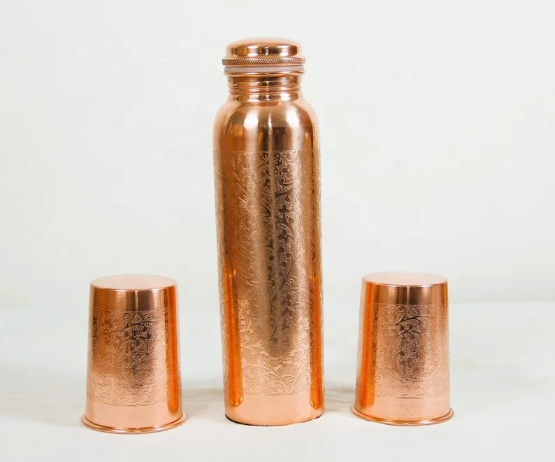 Lean Carafe Luxury Copper Water Bottle Pure Copper Water Copper Water Bottle Handmade at cheap price by LUXURY CRAFTS