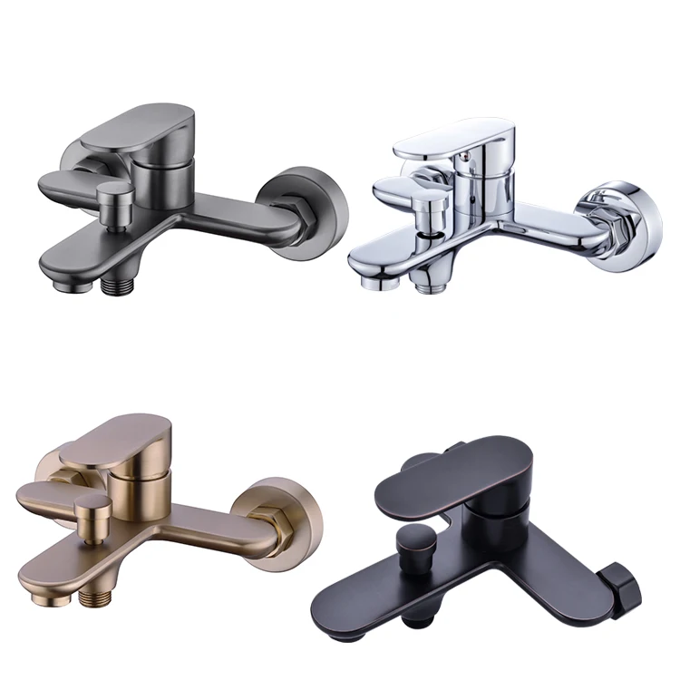 Sanitary Ware Rose Gold Single Lever Brass Bathtub Faucets Wall-mounted Shower Set Mixer For Bathroom