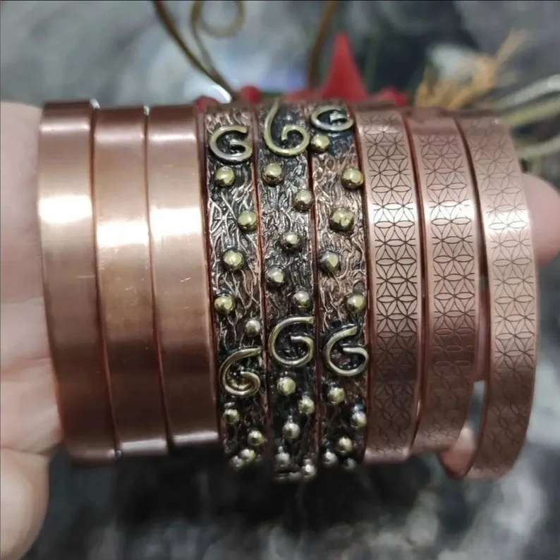 Copper Bracelet Men Women Magnets Cuff Magnetic Bangle Engraved Health Care at Low Price by LUXURY CRAFTS