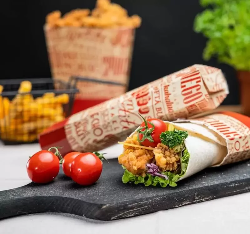 Custom Private Logo Size And Pattern Kraft Paper Pillow Box For Wrapped Chicken Roll With Lower Price