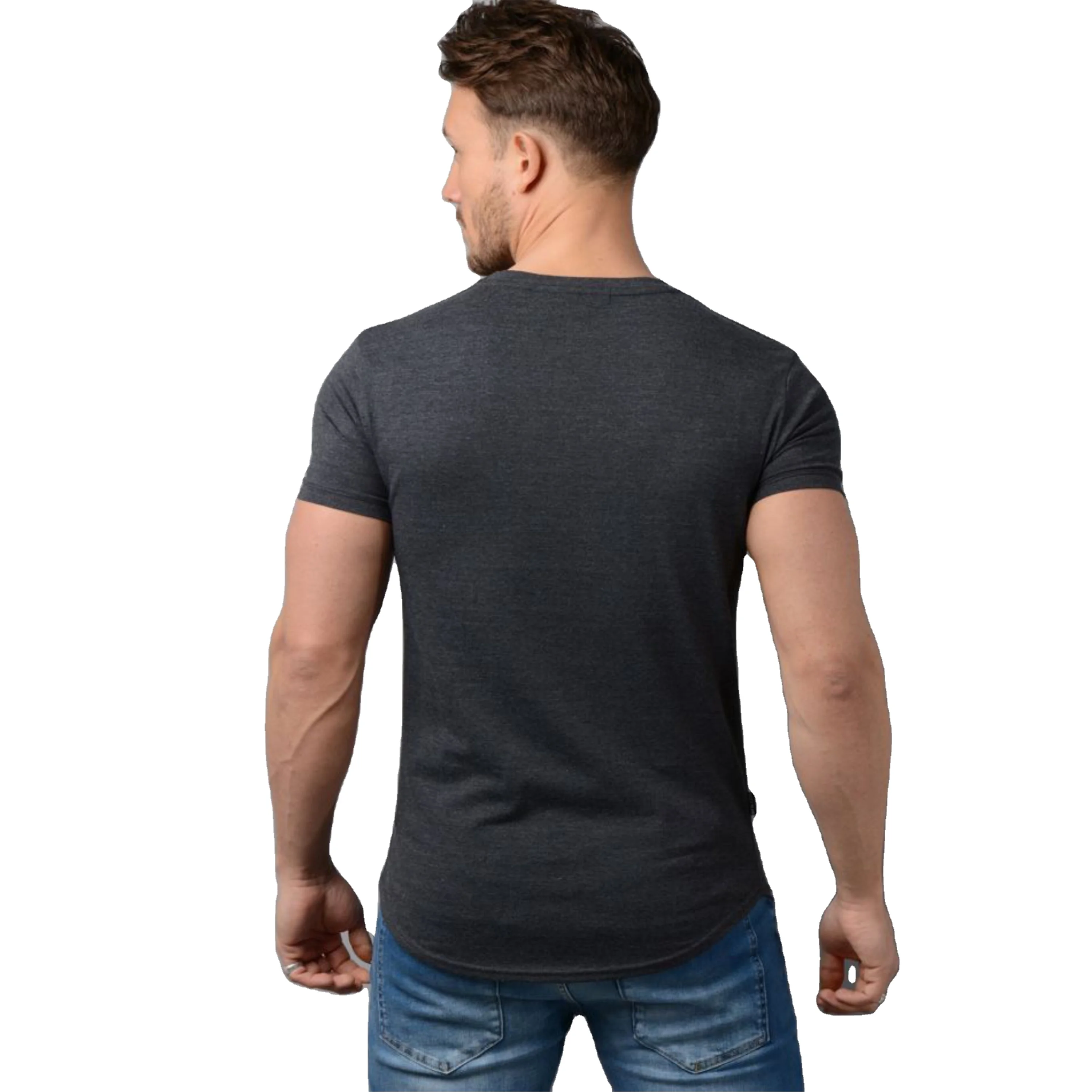 Custom Manufacturer Longline Oversized T Shirt  Mens Fashion Short Sleeve Extended Long Curved  Hem T Shirt
