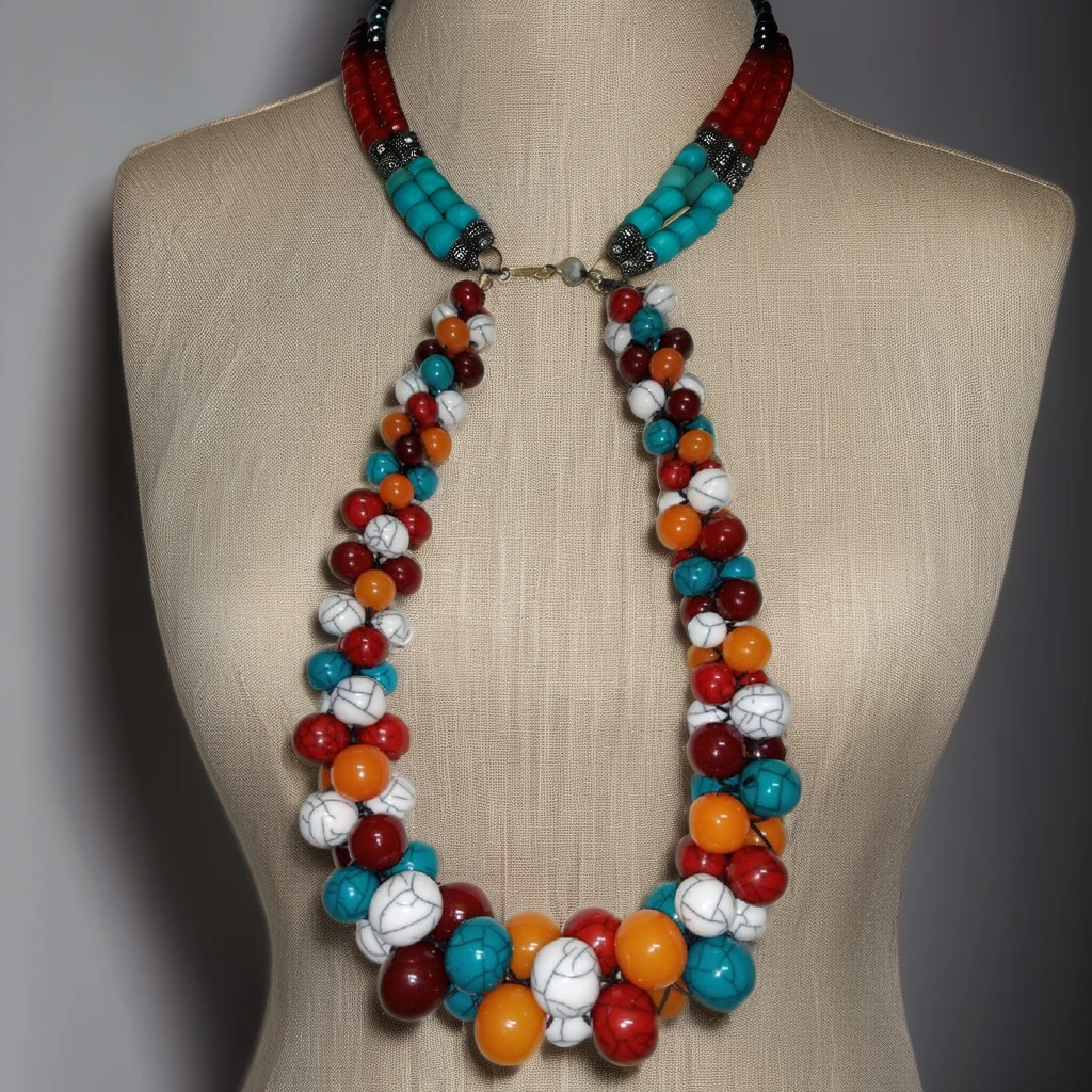 Classic Flower-Shaped Resin Beaded Pendant Necklace New Fashion for Parties