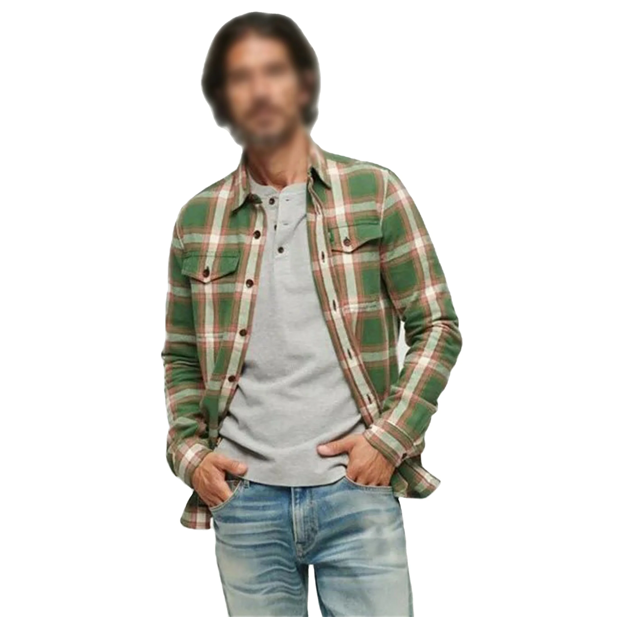 Мужская фланелевая рубашка в клетку, 6XL