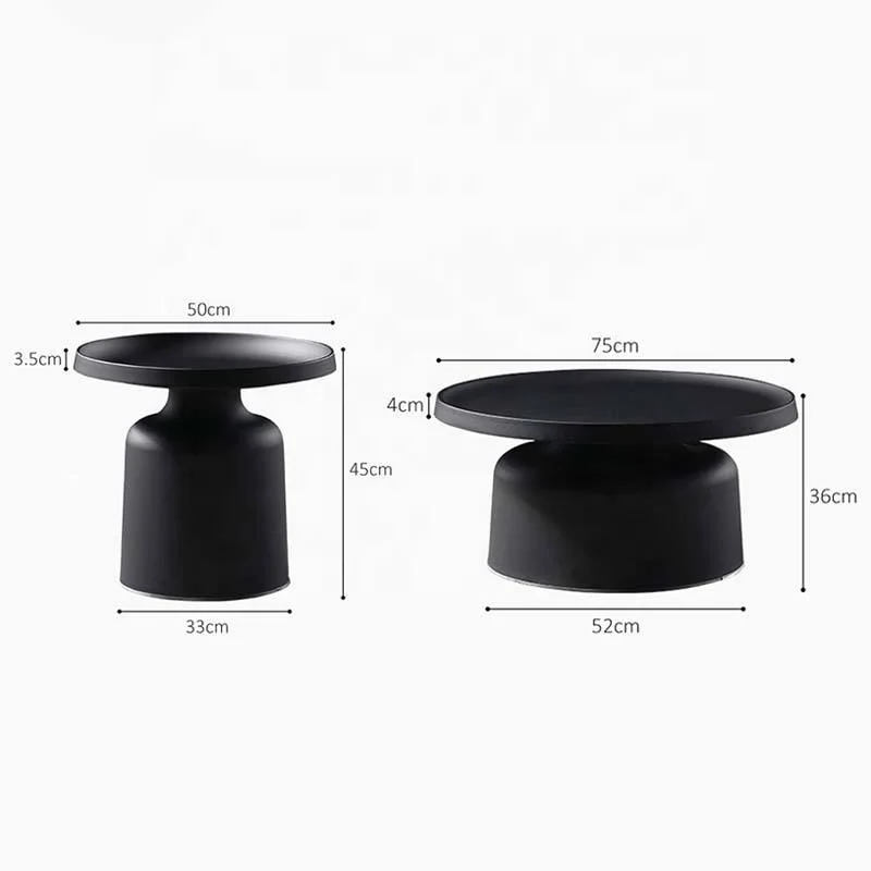 White & Black Powder Coating Metal Round Modern Luxury Coffee Table