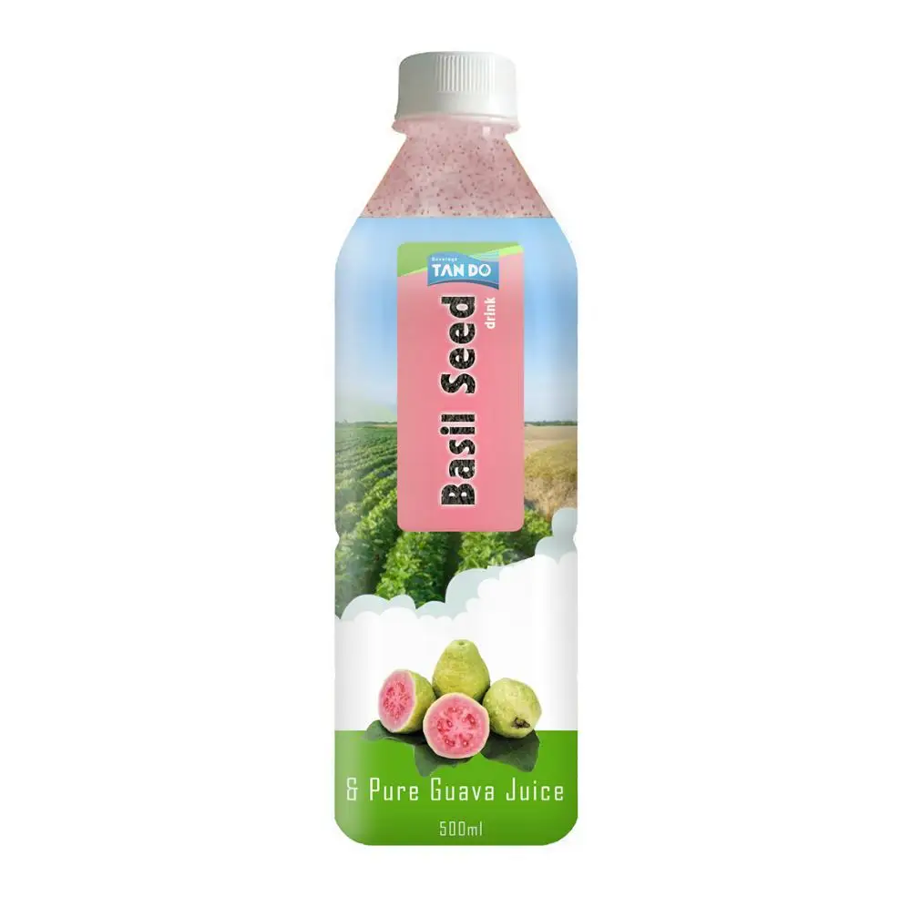 Basil Seed Drink Bottle with Guava Juice 290ml glass bottle Thailand Beverages Free sample Free Private Label