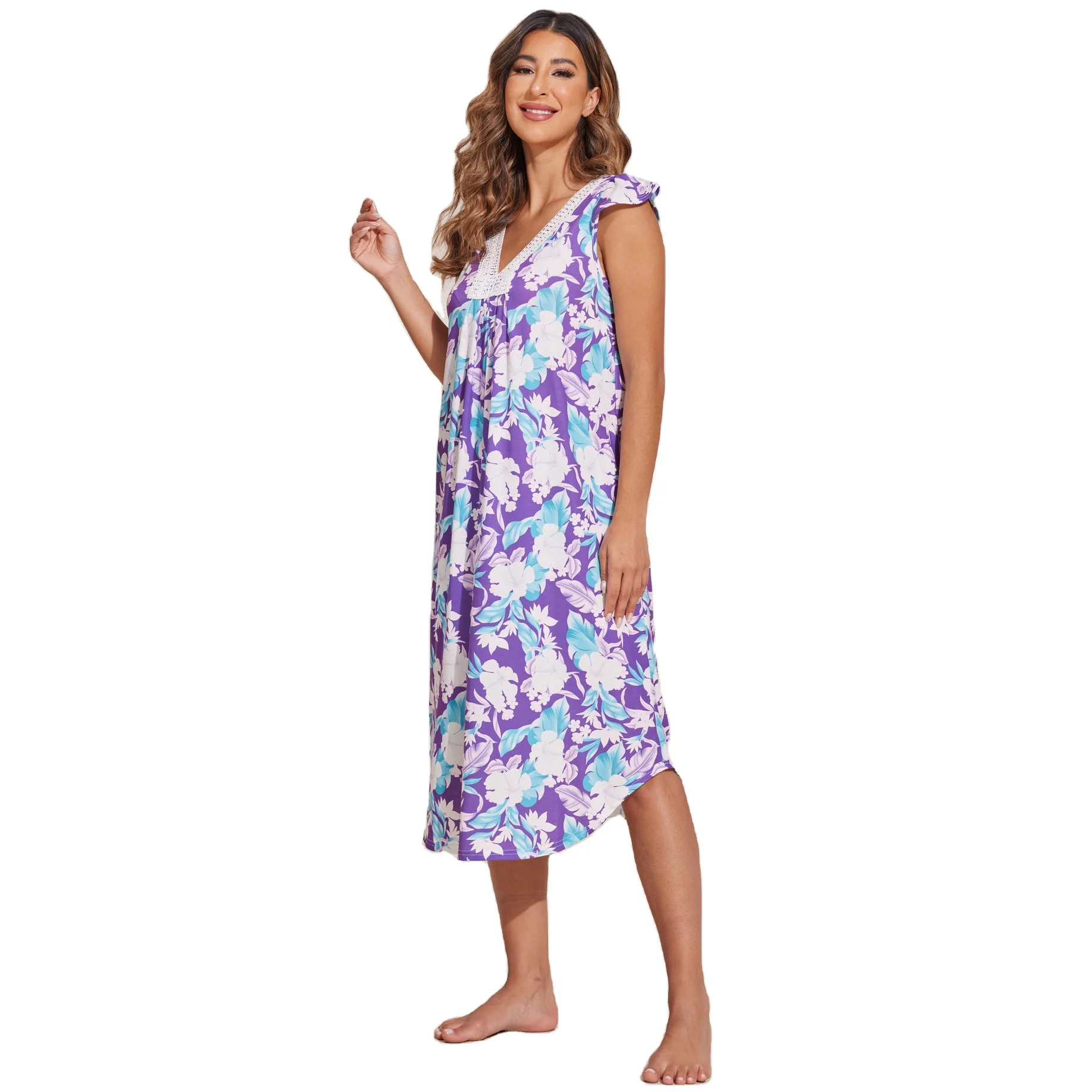 Женская ночная рубашка с V-образным вырезом