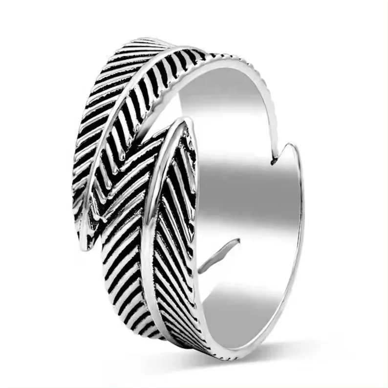 Finest Quality 925 Sterling Silver Handmade Adjustable Leaf Band Statement Silver Ring At Wholesale Factory Price
