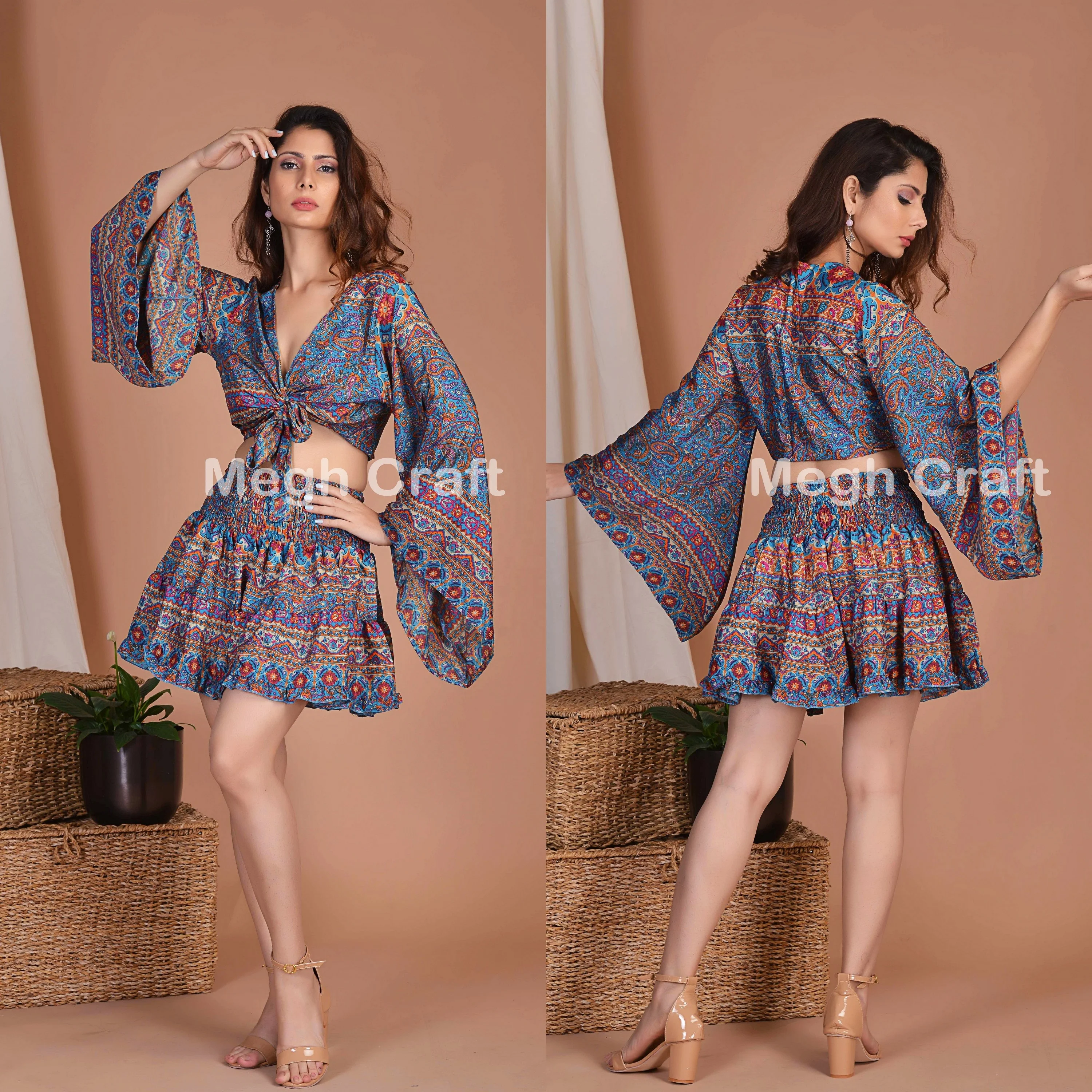 2021 Summer fashion micro mini skirt - UK Fashion Skirt - Indian Vintage Sari mini skirt - Boho fashion