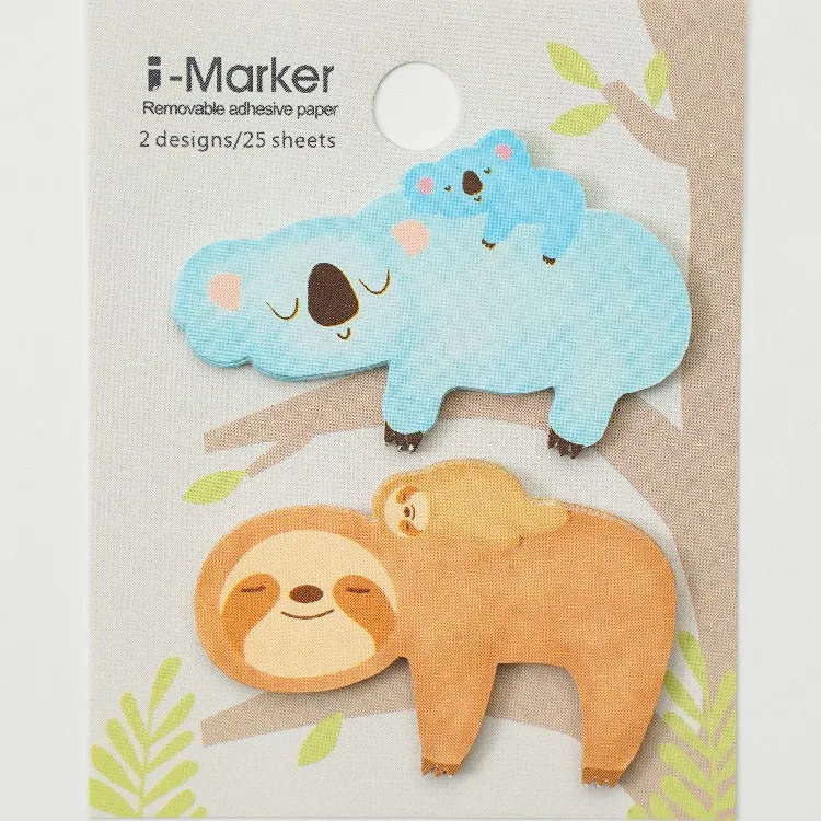 [6] Good Quality Planner Animal Sticky Notes Stationery Koala Sloth Memo Pad for Office