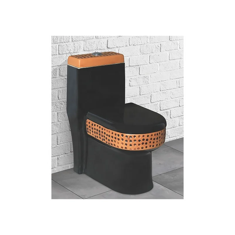 Marble Gold Line Luxury Modern Design Ceramic One Piece Toilet Commode Sanitary Ware Water Closet Bathroom Floor Mounted Toilet