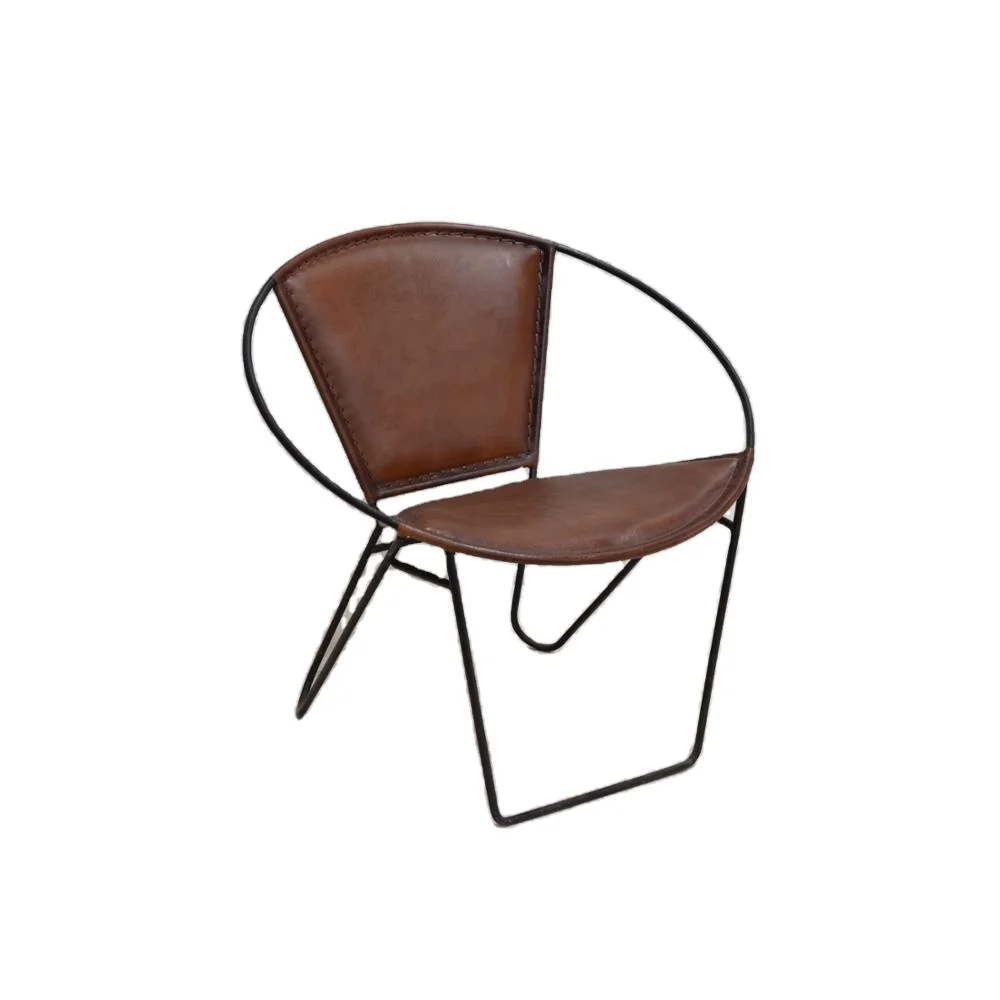 Latest New Design Industrial Vintage Furniture Leather Seat with Iron Base Legs Rest Chairs for Home Hotel and Restaurant