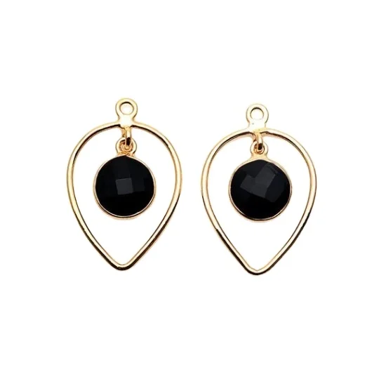 24k Gold Plated Single Bail Gemstone Bezel Charms Component Earrings Jewelry Making