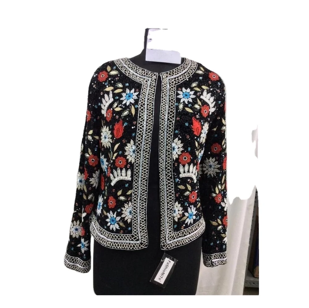 Indian Handcrafted Ladies party embroidery jackets for women Varsity Jackets Beaded wholesale Indian Supplier Guru Kirpa Export