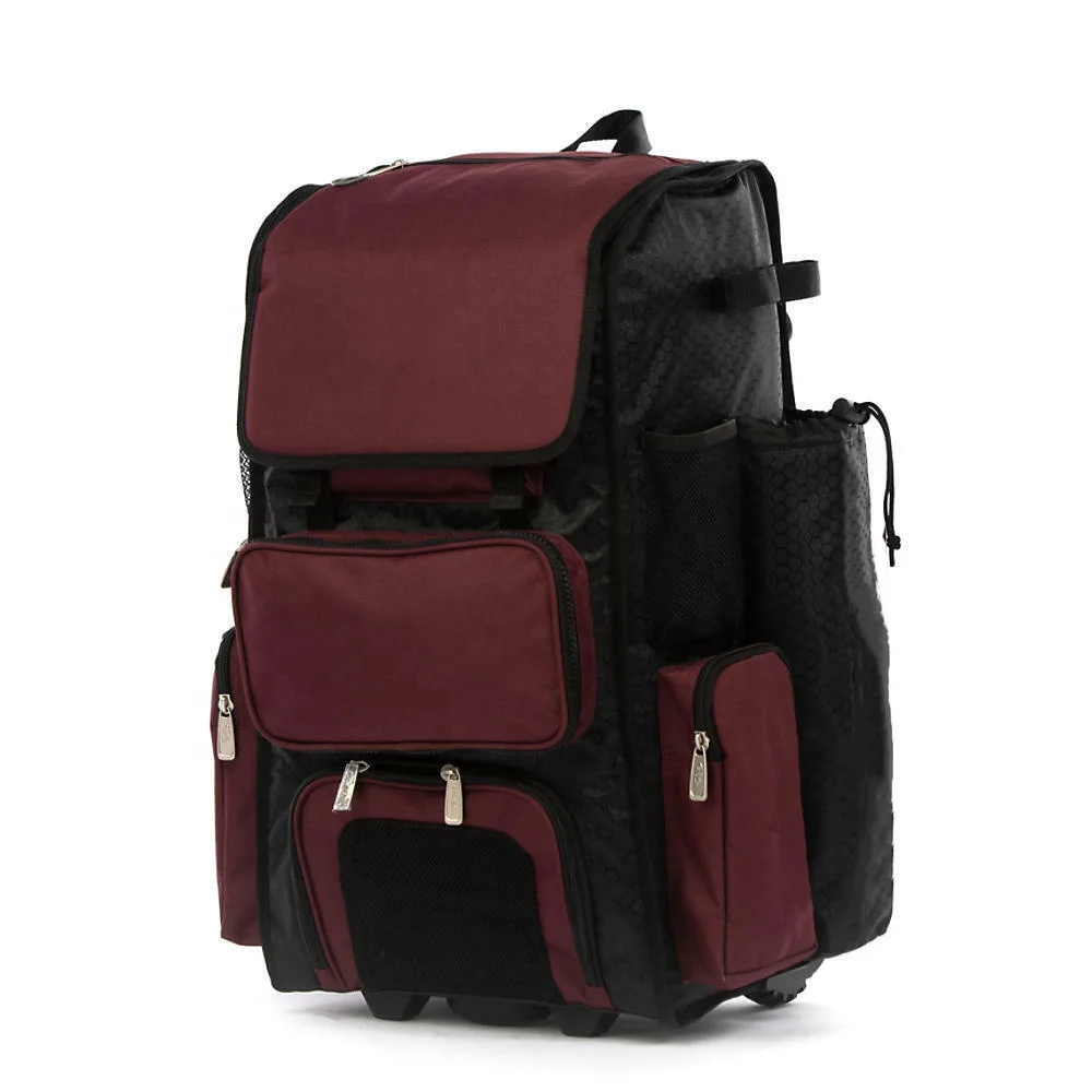 Изготовленная на заказ спортивная сумка колесиках с ручкой для бейсбола софтбола гибридная рюкзак