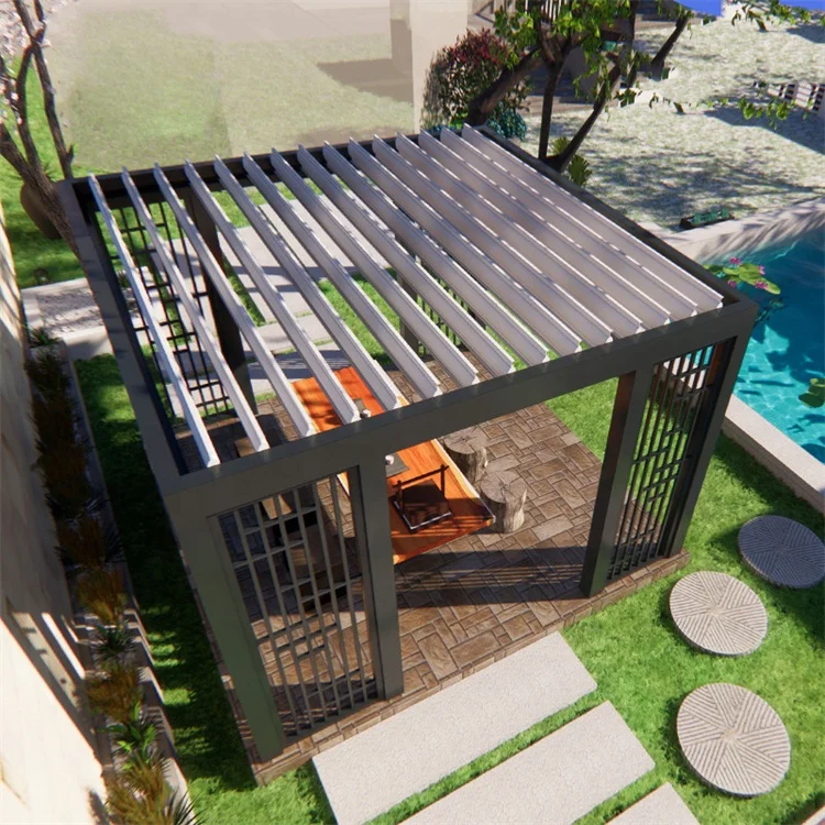 Chinese Pergola Slide Door Wall Mounted Pergolas Madera With Roof For Balcony Automated Pergola Outdoor