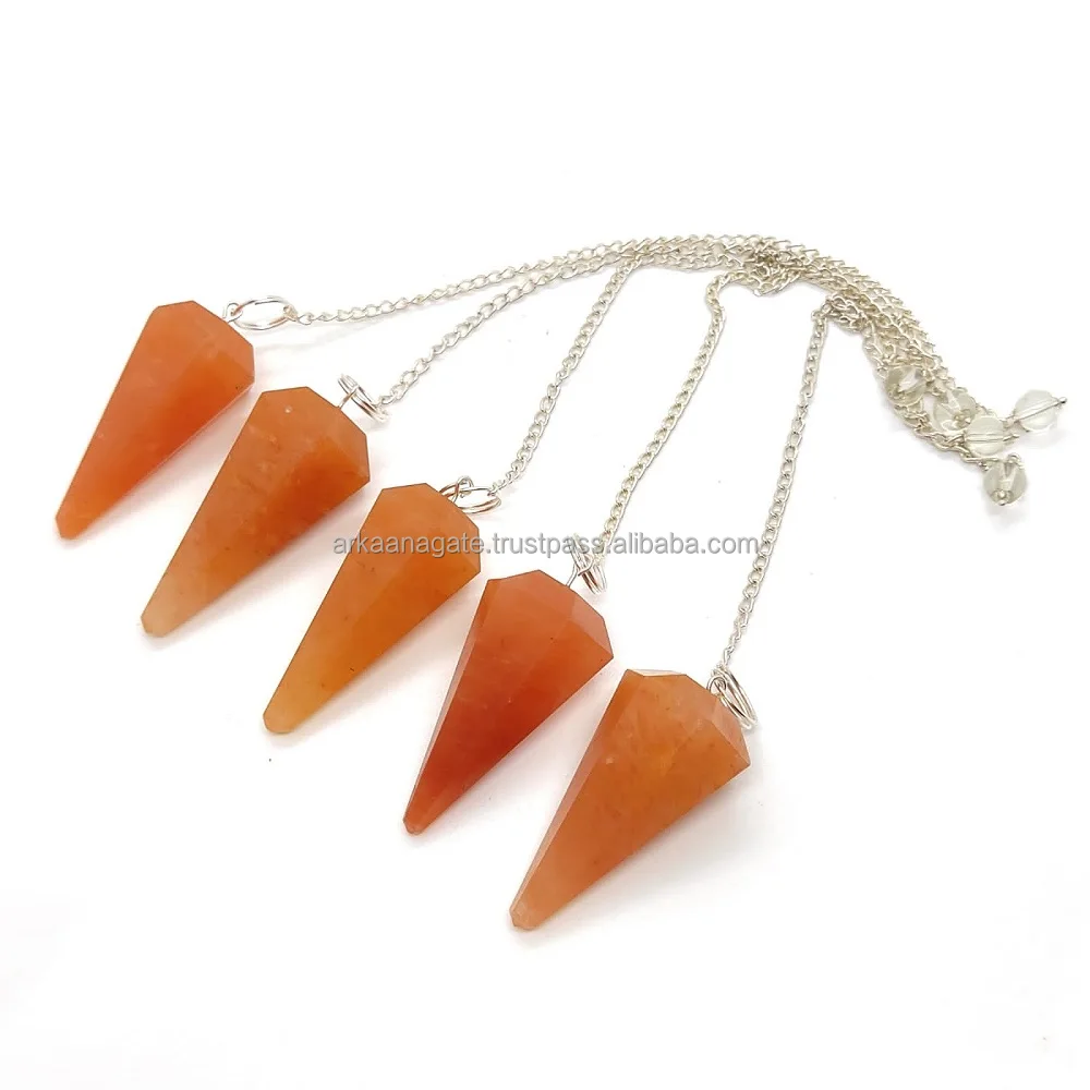 Wholesale Red Aventurine Pendulum hand made sunshine chakra crystals healing Dowsing Healing for sale