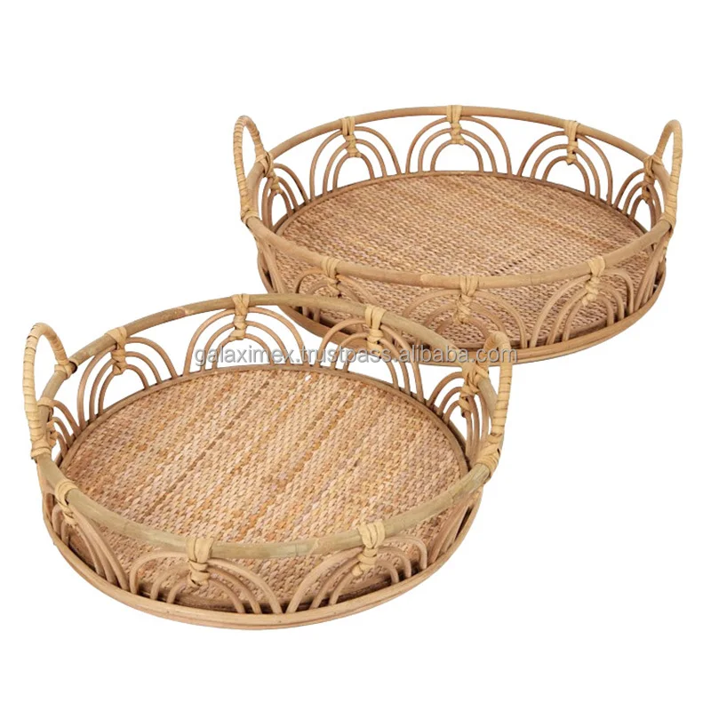 Rattan Basket Fruit Breakfast Bread Hotel Woven Handcraft Wicker Food Serving Tray