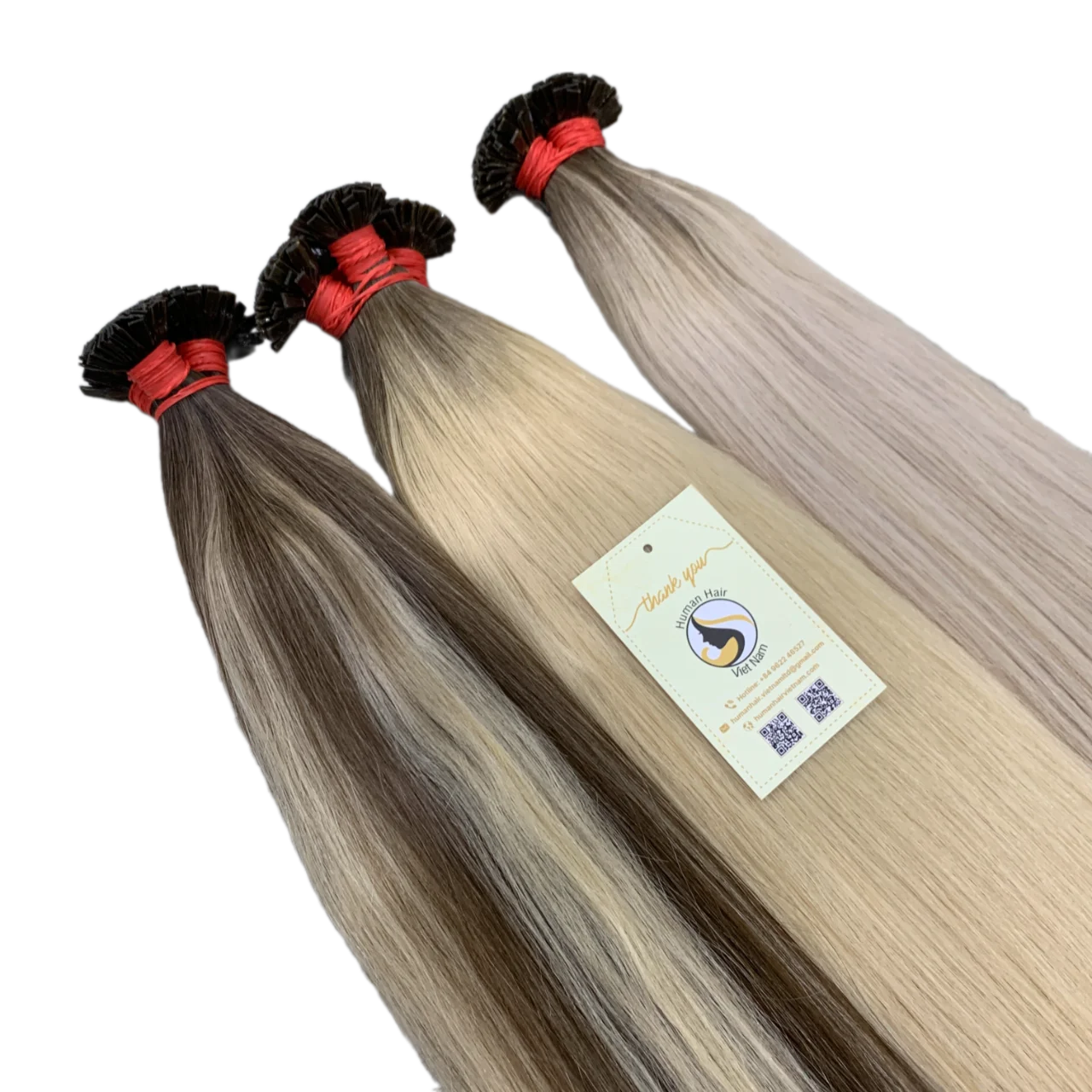Flat Tip High Quality Natural Straight Hair Extention Raw Highlight Hair Flat Tip Bulk Piano Keratin Bonded Human Hair Extension