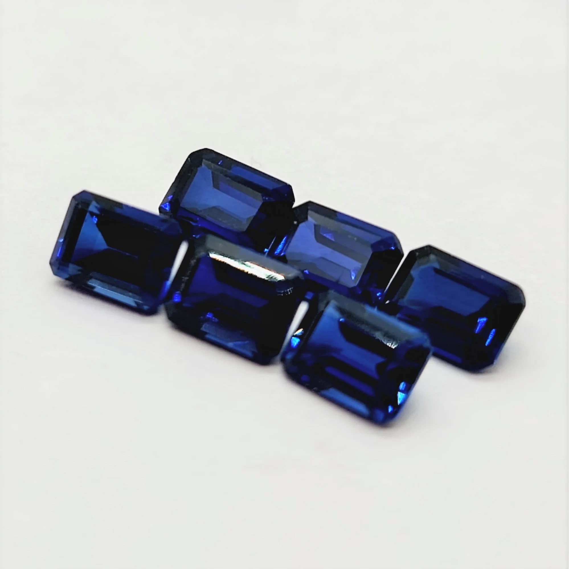 Loose Created Blue Sapphire Gemstone Emerald Cut Or Octagon Cut Or Step Cut Made On Custom Orders In Wholesale Prices In all Oth