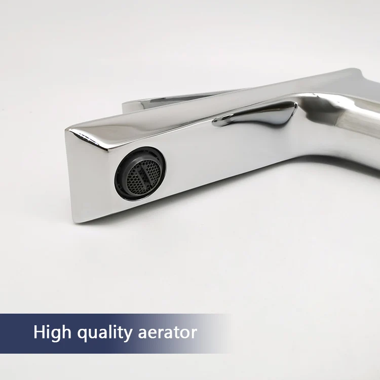 Tall basin brass body single hollow handle faucet cold hot water central deck mounted mixer faucet