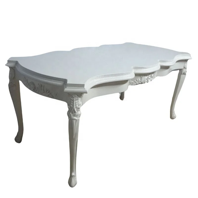 White Dining Table Antique Table Rose Carving Dining Table