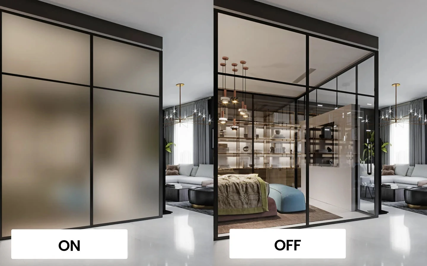 PDLC Intelligent Smart Glass Film 82% 83% 84% 88% 92% 94% Transmittance for Rooms Offices Bathroom