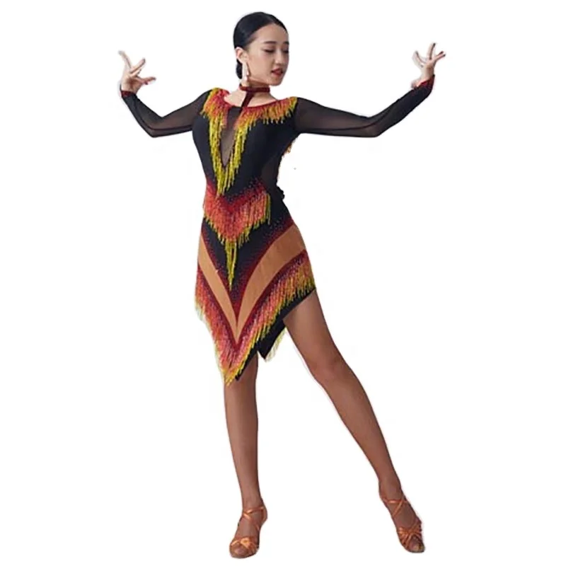 L-2124 Best selling sexy Latin dance dress sexy Latin competition Salsa dance dress Chacha Samba Rumba dress for adult