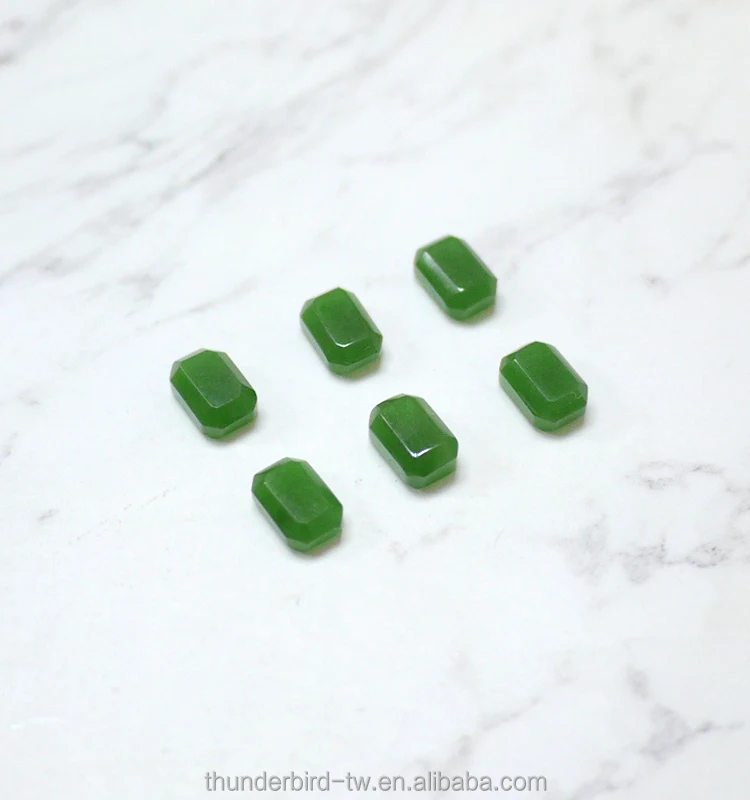 DIY jewelry making  Factory wholesale Real Precious Gemstone Top quality faceted emerald cut natural green nephrite jade