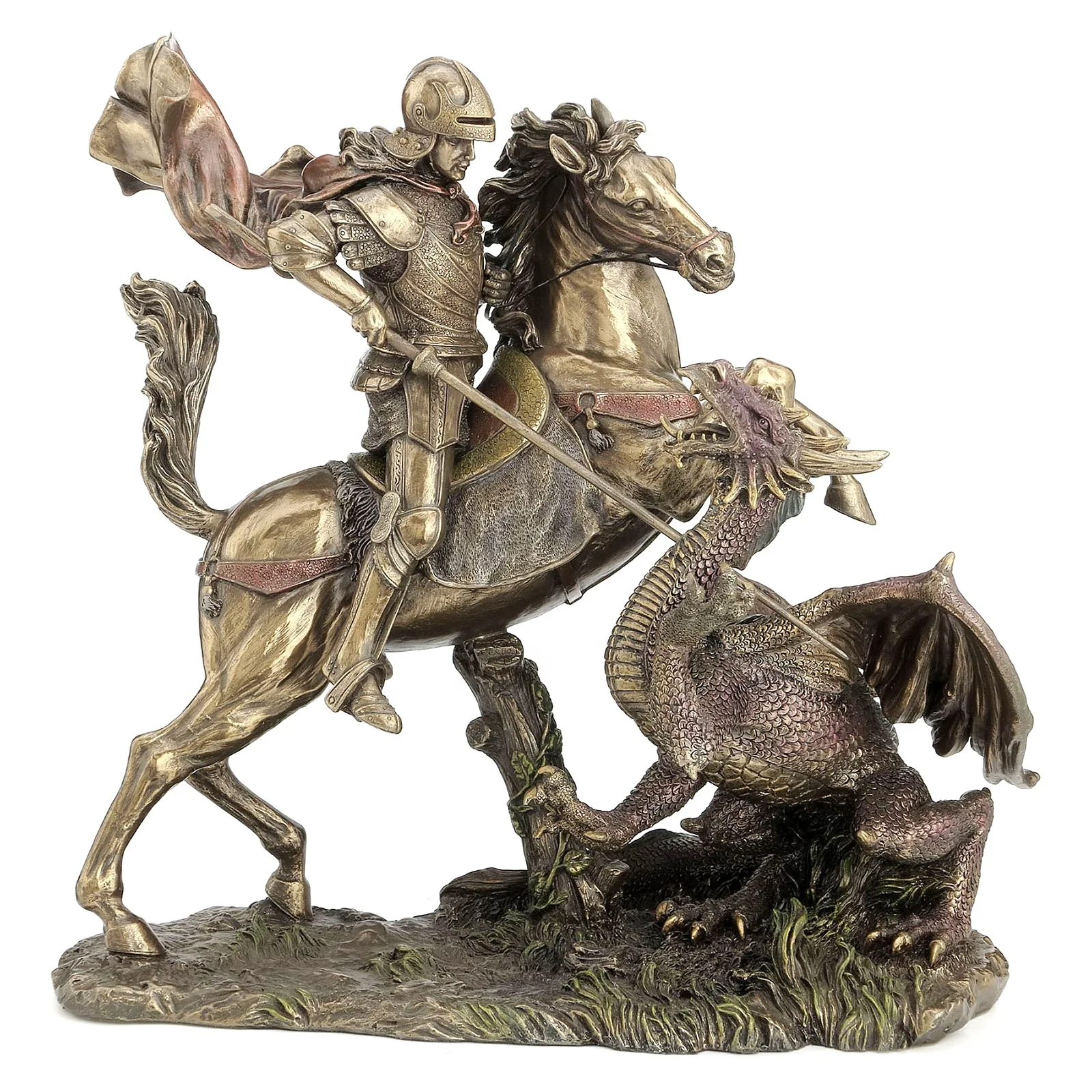 VERONESE DESIGN - ST.  GEORGE THE DRAGON SLAYER   -COLD CAST BRONZE-OEM AVAILABLE