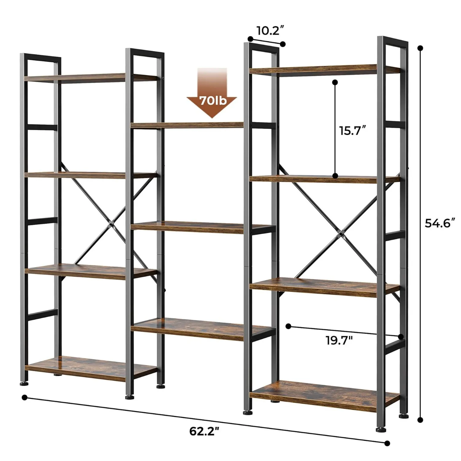 Modern Simple Home Multi-Layer Bookshelf Galvanized Metal Magazine Book Floor Bookcase Display Rack for Living Room Wall
