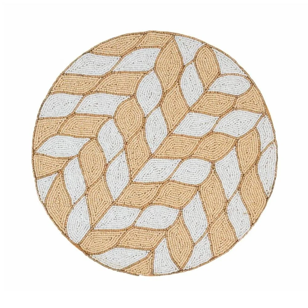 High Quality Round Glass Beaded Place Mats Handmade Glass Beaded Charger Plate Coffee Table Beaded Mat Dinning Table Place Mat