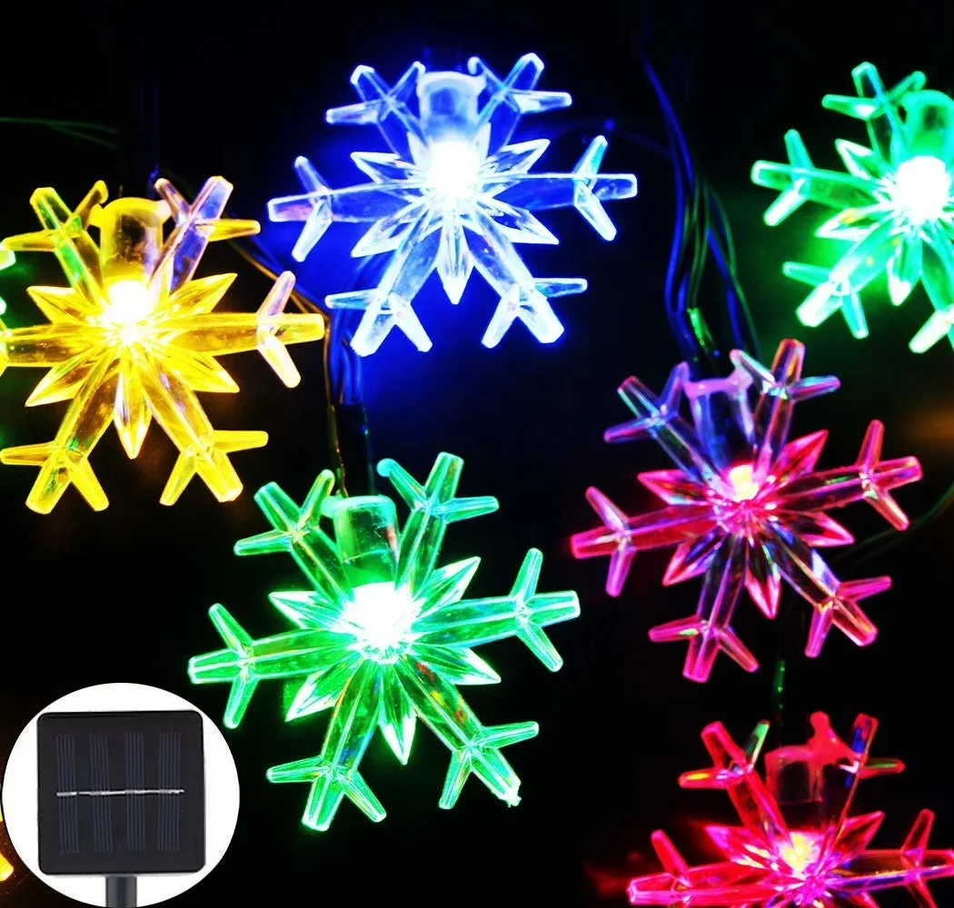 4.8M 20 LED Christmas Fairy Lights Solar snowflake String Lights for xmas tree garden decovation