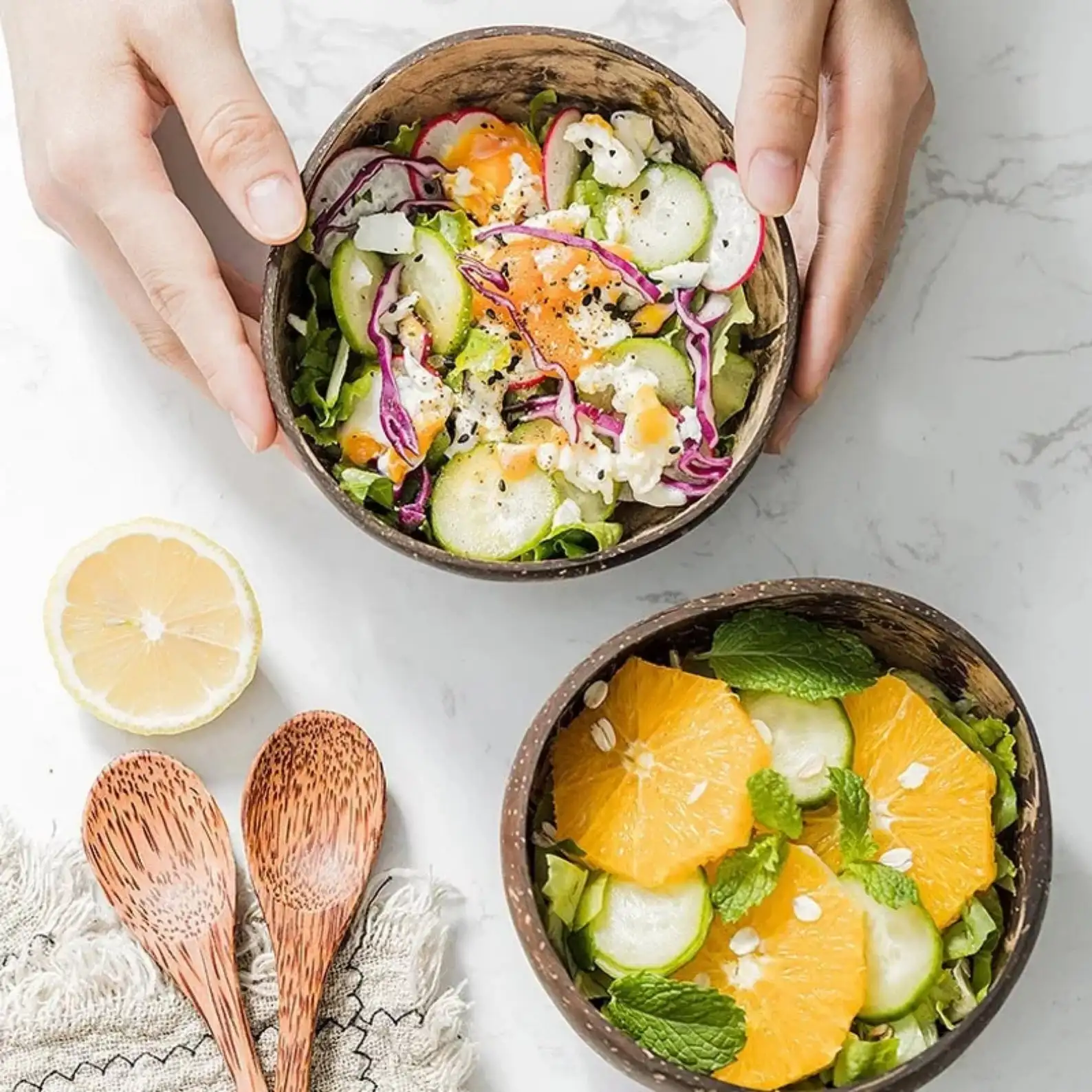 Wholesale Natural Handmade Craft Bowls Spoon Set Coconut Shell Bowl