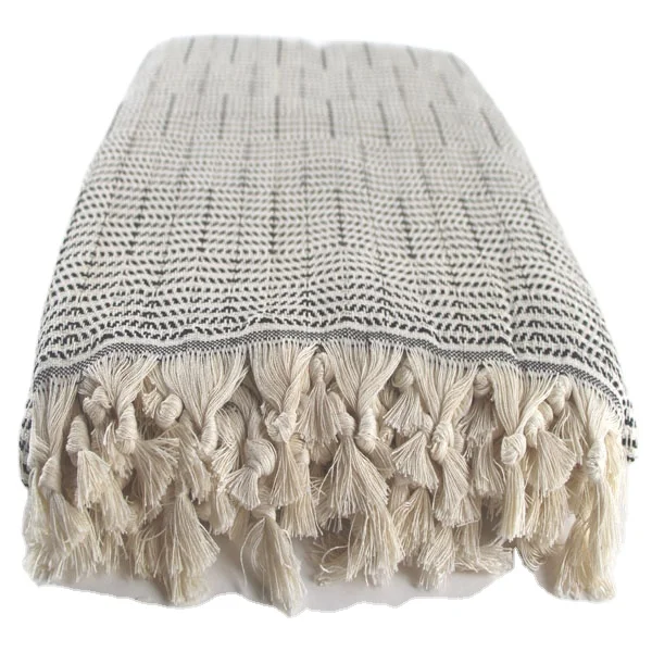 Black Chess Throw Bedspread Handwoven Cotton Sofa Turkish Furniture Throw Cotton Throw King Size