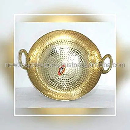 Латунный ВОК латунная кухонная утварь Kadhai Karahi Kadai для здоровья