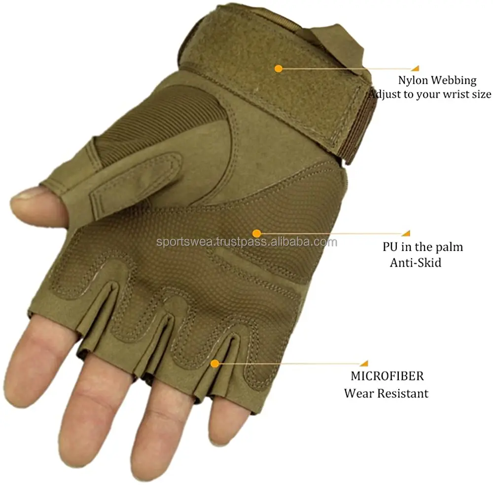 Half Finger Outdoor Gloves Finger less Gloves coyote for Riding Cycling Motorcycle Driving Gloves coyote