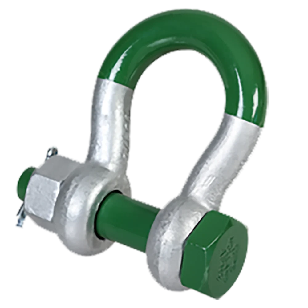 High Strength Green Pin G5263 30Ton Hot Dipped Galvanized Grade 8 Alloy Steel Bow Shackle With Safety Bolt Connection Link