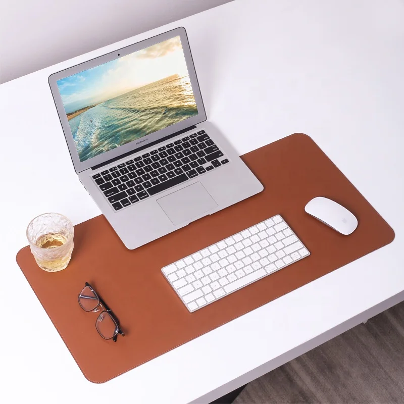 Waterproof PU Leather Single Sided Desk Pad Large 3mm PVC Square Placemat American Style PC Laptop Mouse Mat Writing Food Tea