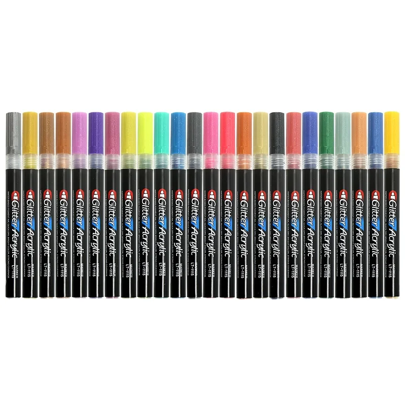 Small Glitter Acrylic Marker Pens with 24 color, DIY Craft Projects, Ceramic, Glass, Canvas, Mug, Metal, Wood LT-1115