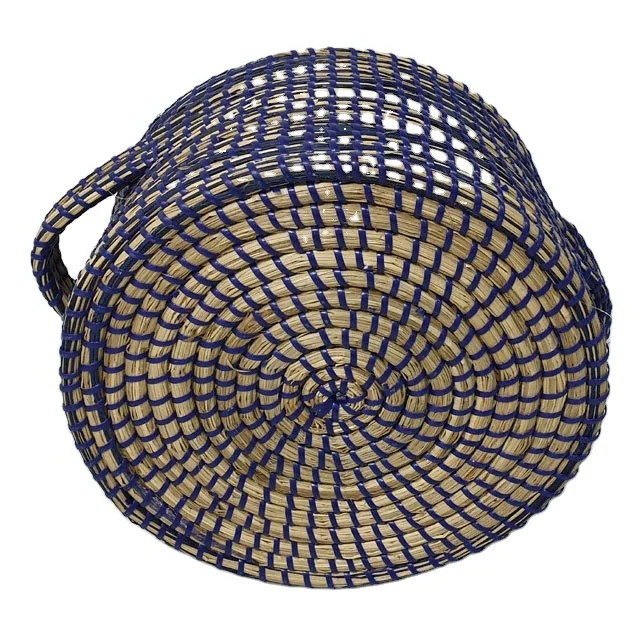 Manufacture round woven housewares storage cheap vietnam handicraft seagrass toy baskets for kid room living room bed room