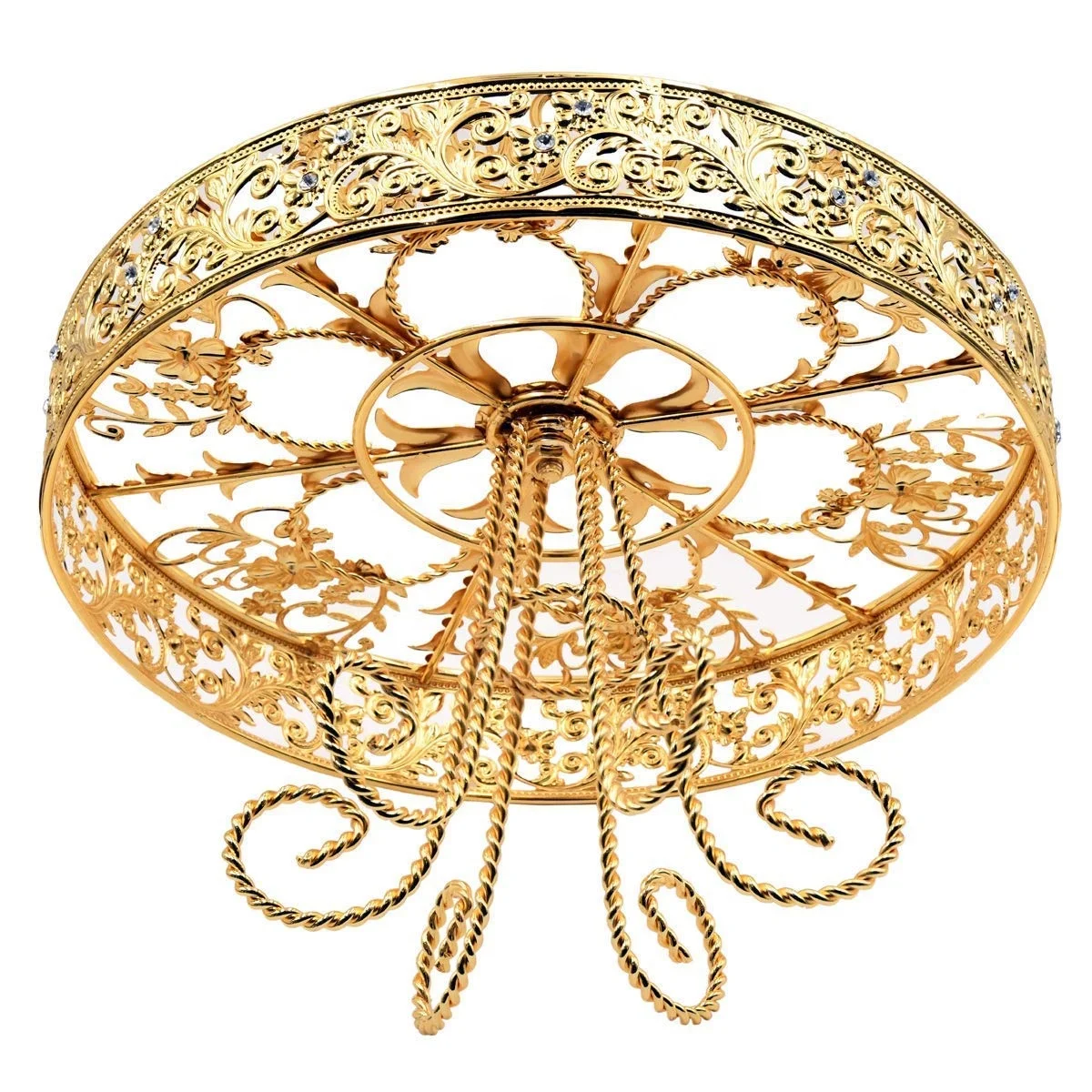 This Glamorous Metal And Glass Cake Display Stand Gives A luxurious Touch To Your Wedding Ceremony And Corporate Dinning