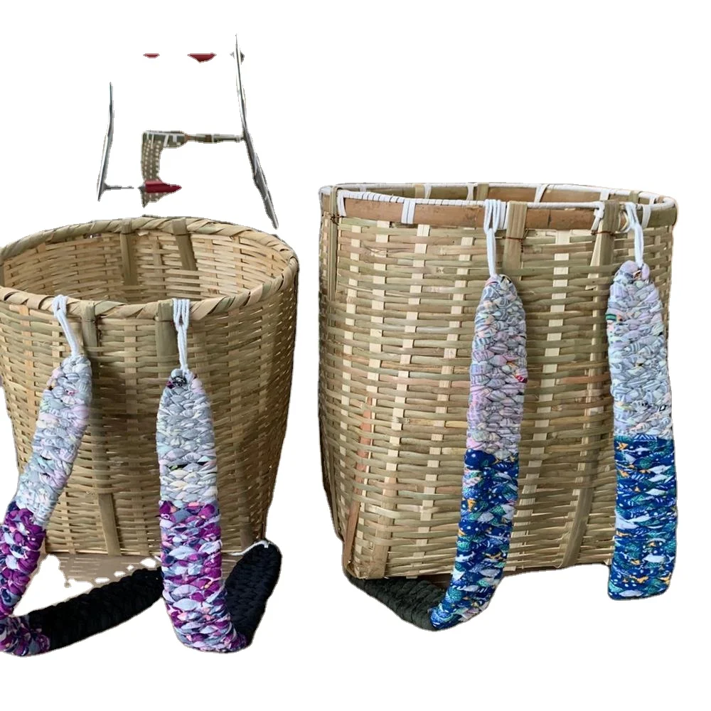 Back bamboo handmade basket  with sling back to buy food storage fruit for famers with Japan standard