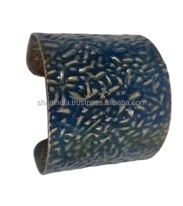 High Quality Handmade partywear Fashion Metal cuff Blue Enamel Partywear metal cuffs Brass cufflinks